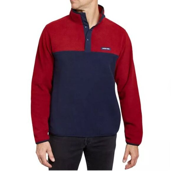 Lands' End Men's Polar Fleece Pullover - Navy Red - Picture 4 of 7